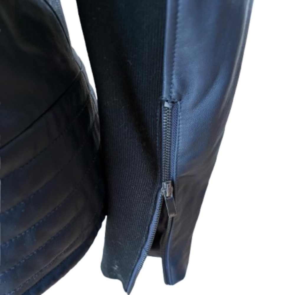 Badgley Mischka Navy Genuine Leather Moto Jacket Asymmetrical Size Small - Picture 6 of 7